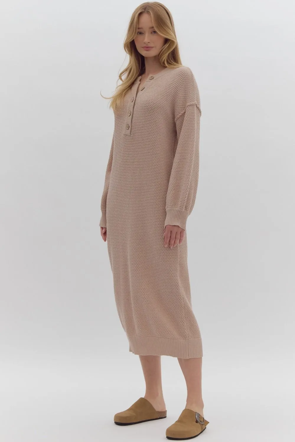 Long sleeve knitted midi dress