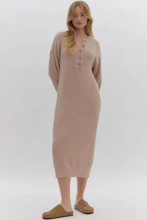 Long sleeve knitted midi dress