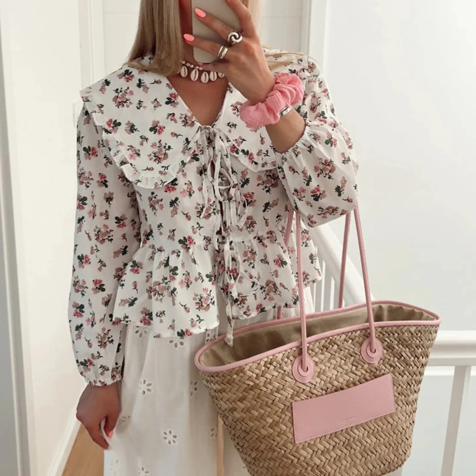 Macey | Stylish Long Sleeve Floral Print Blouse