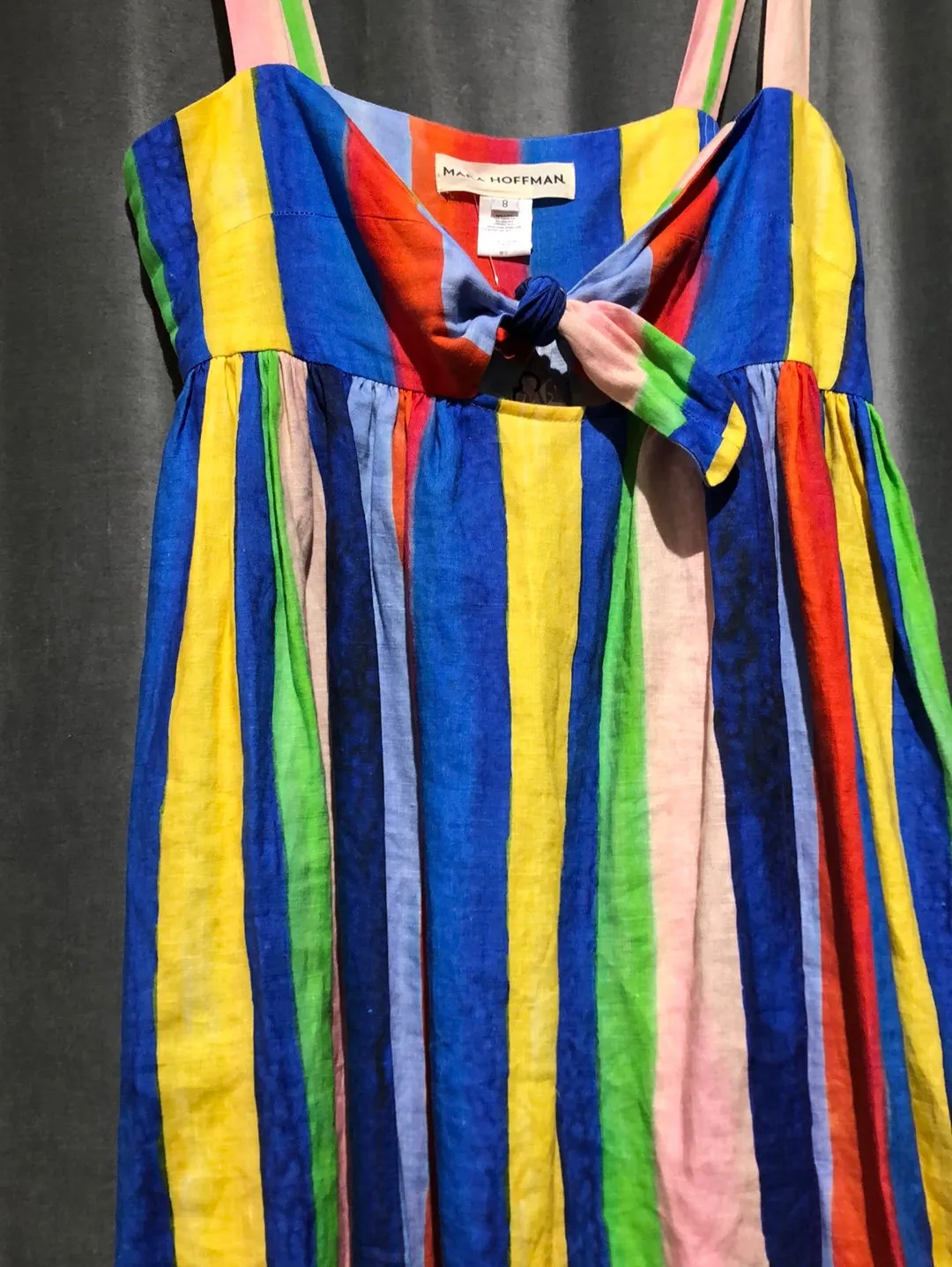 Mara Hoffman Multicolor Striped Front Tie Sleeveless Midi Dress