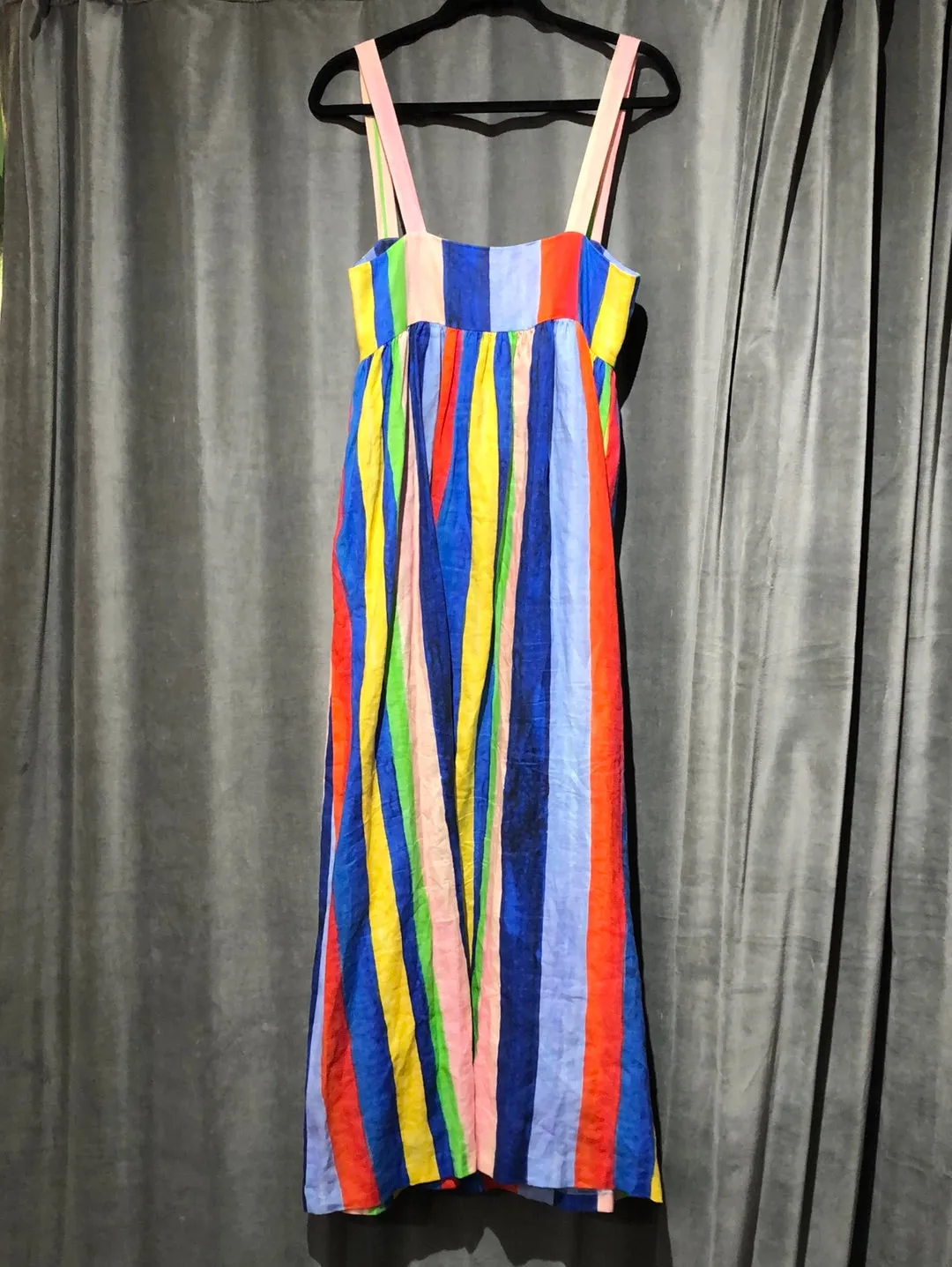 Mara Hoffman Multicolor Striped Front Tie Sleeveless Midi Dress