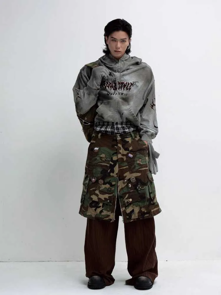 Mask style retro-styled loose jacket