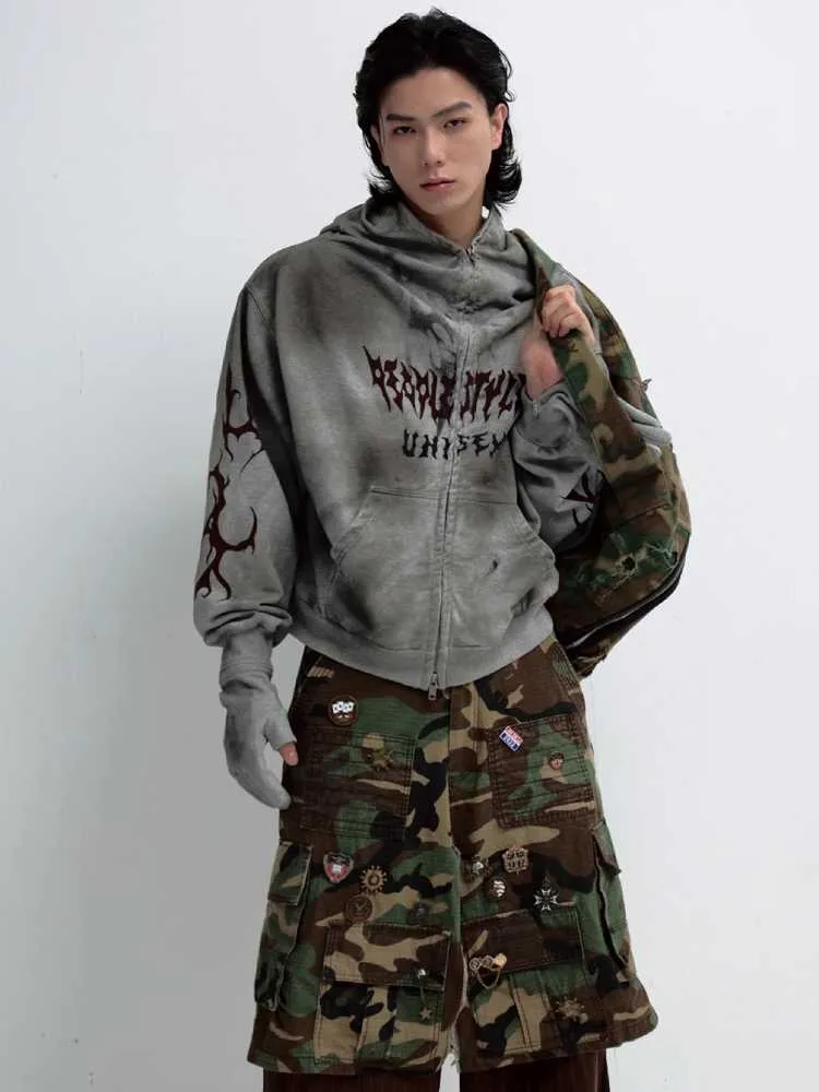 Mask style retro-styled loose jacket