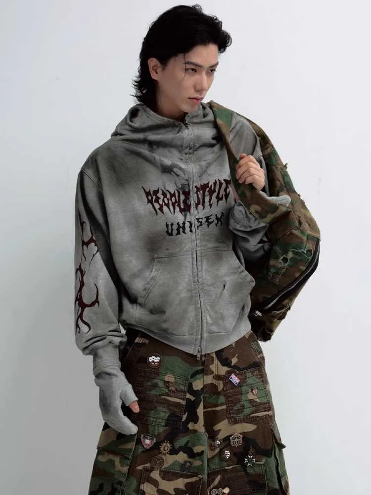 Mask style retro-styled loose jacket