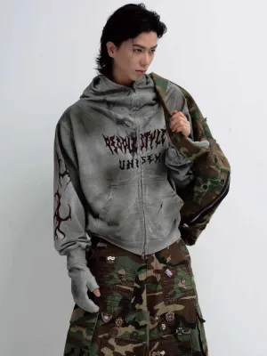 Mask style retro-styled loose jacket