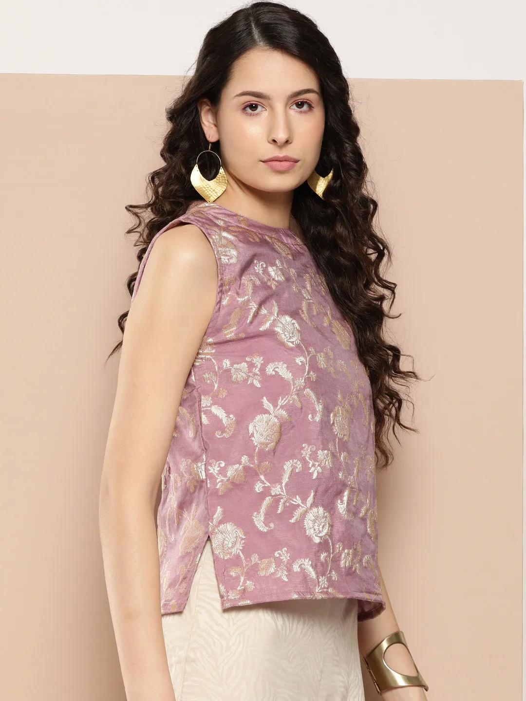 Mauve Brocade Halter Top