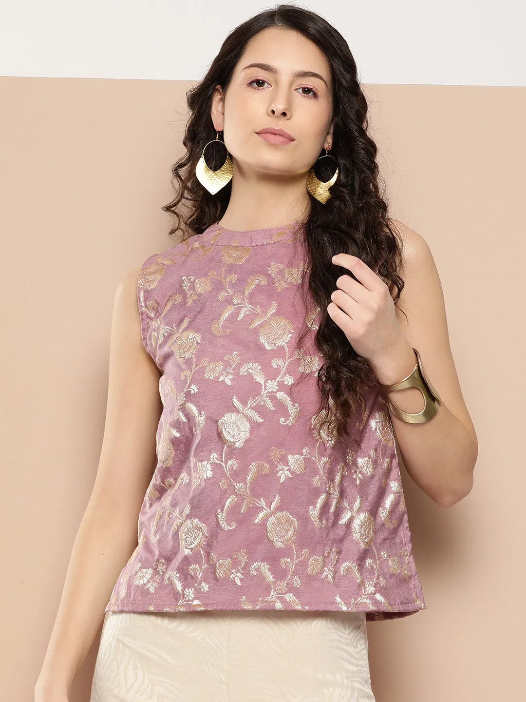 Mauve Brocade Halter Top