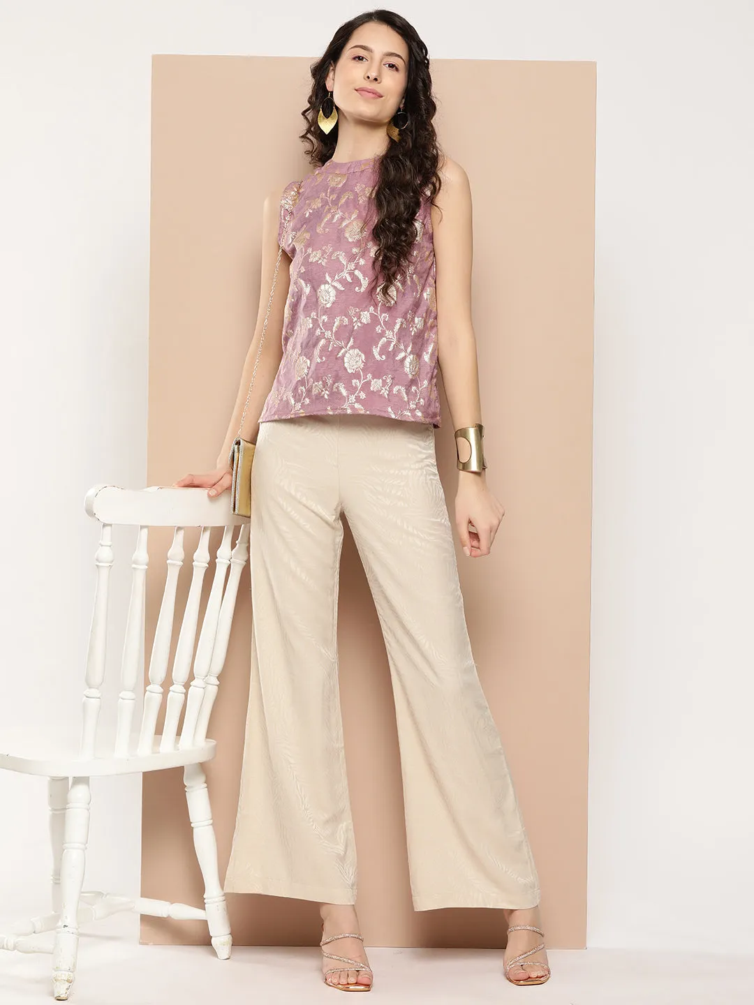 Mauve Brocade Halter Top