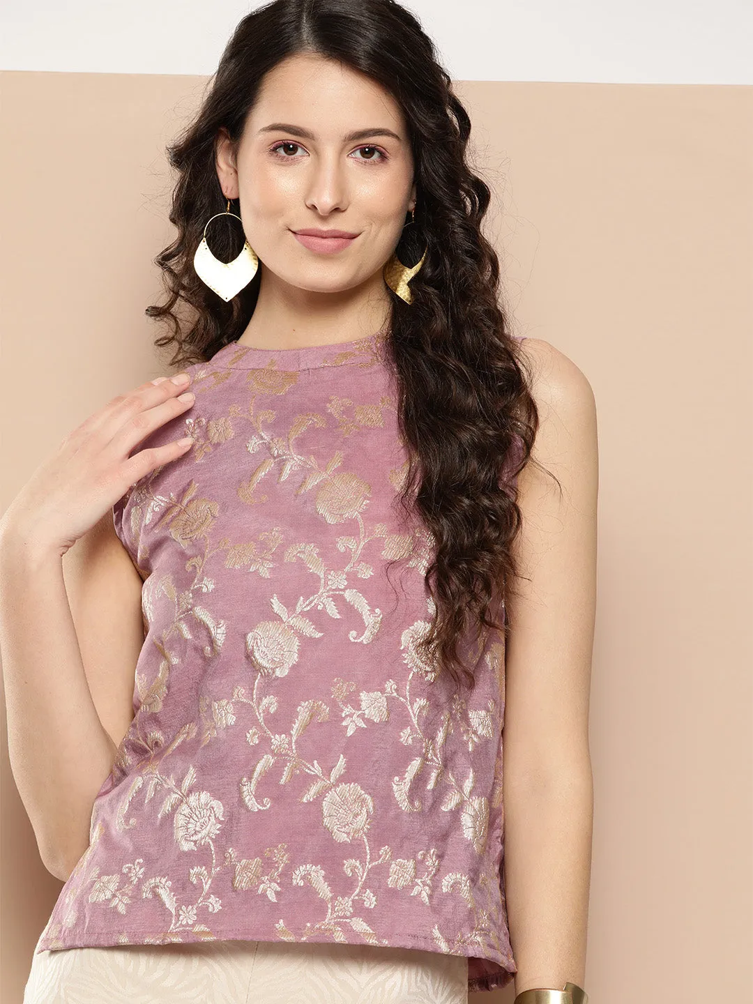 Mauve Brocade Halter Top