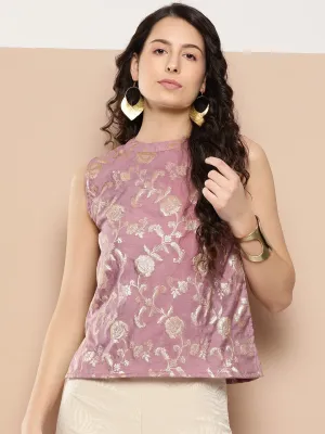 Mauve Brocade Halter Top
