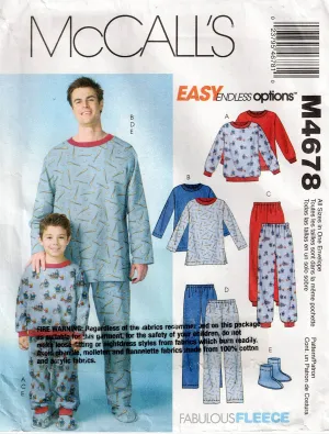 McCall's 4678 Mens & Boys Pyjamas & Socks Out Of Print Sewing Pattern UNCUT Factory Folded
