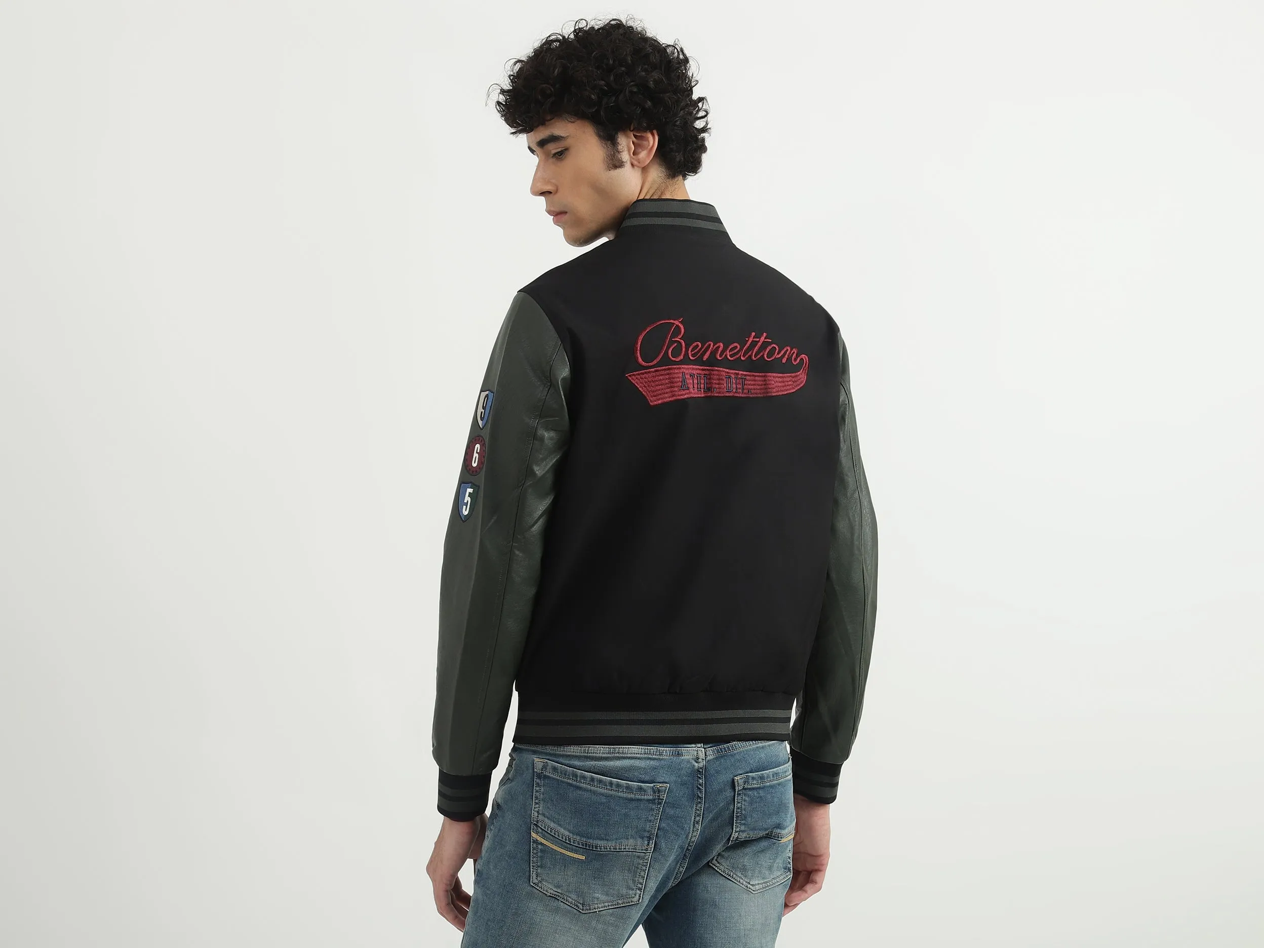 Men Embroidery Stand-up Collar Jacket