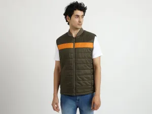 Men Quilted Stand-up Collar Jacket