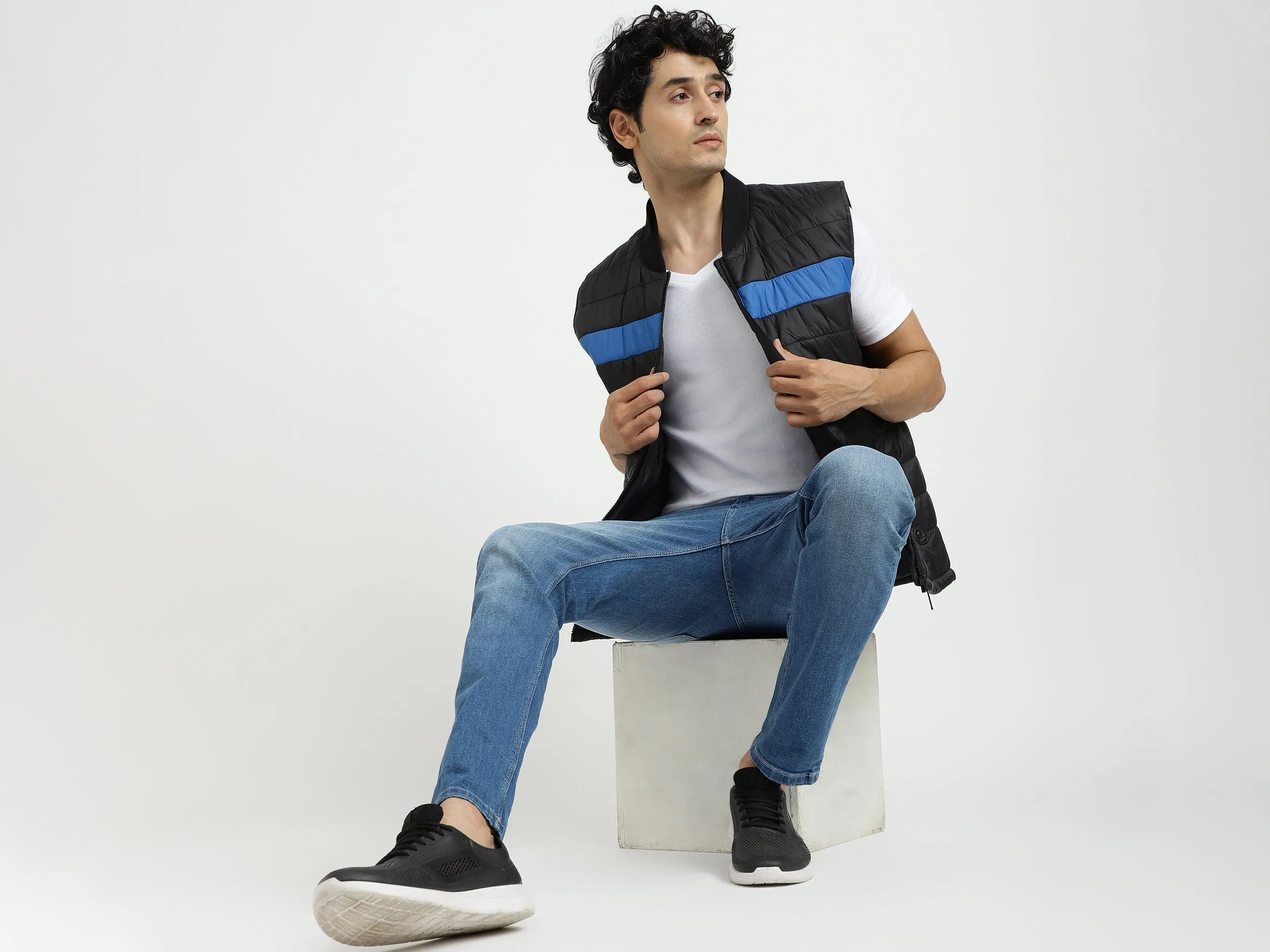 Men Quilted Stand-up Collar Jacket