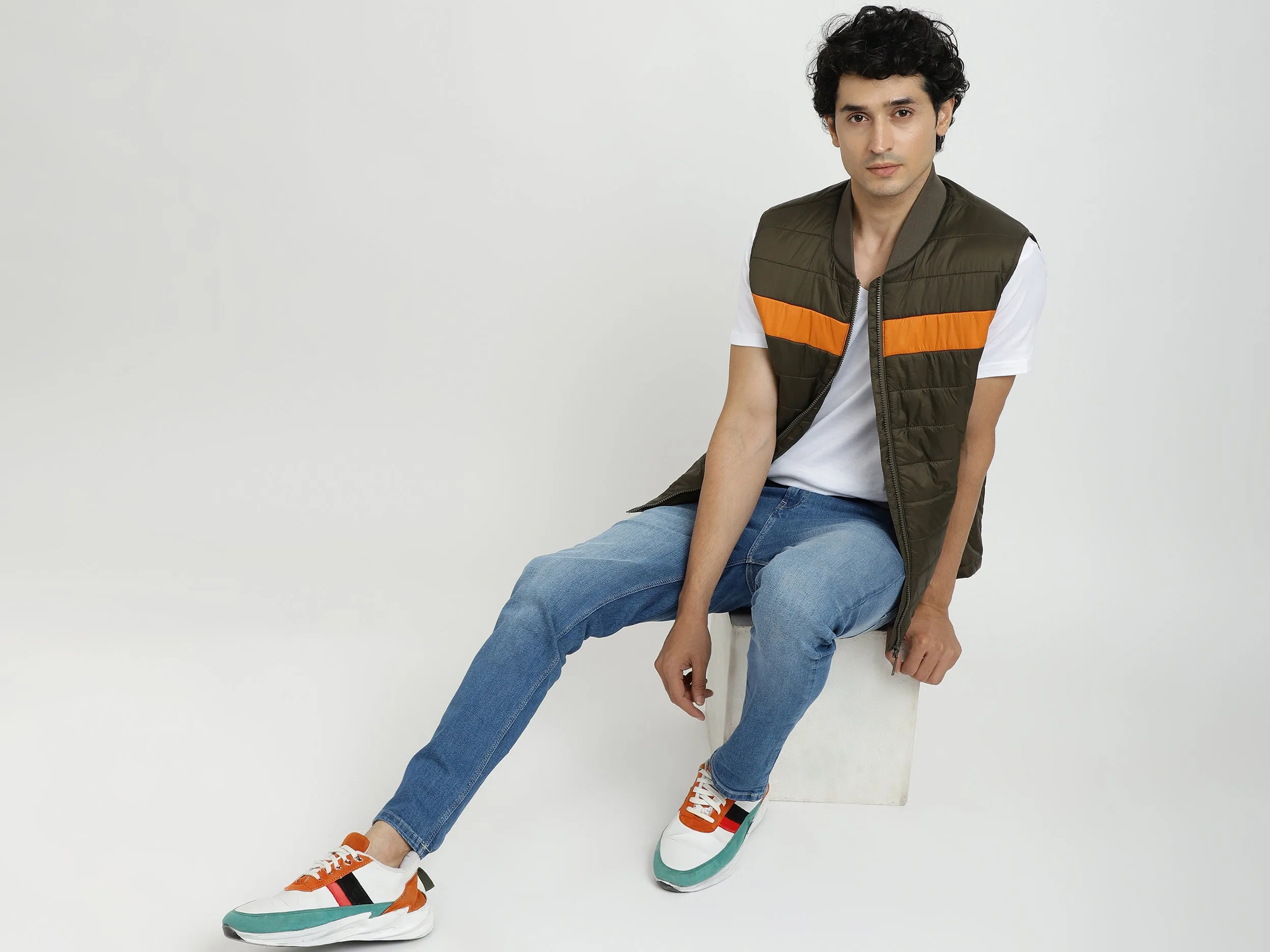 Men Quilted Stand-up Collar Jacket