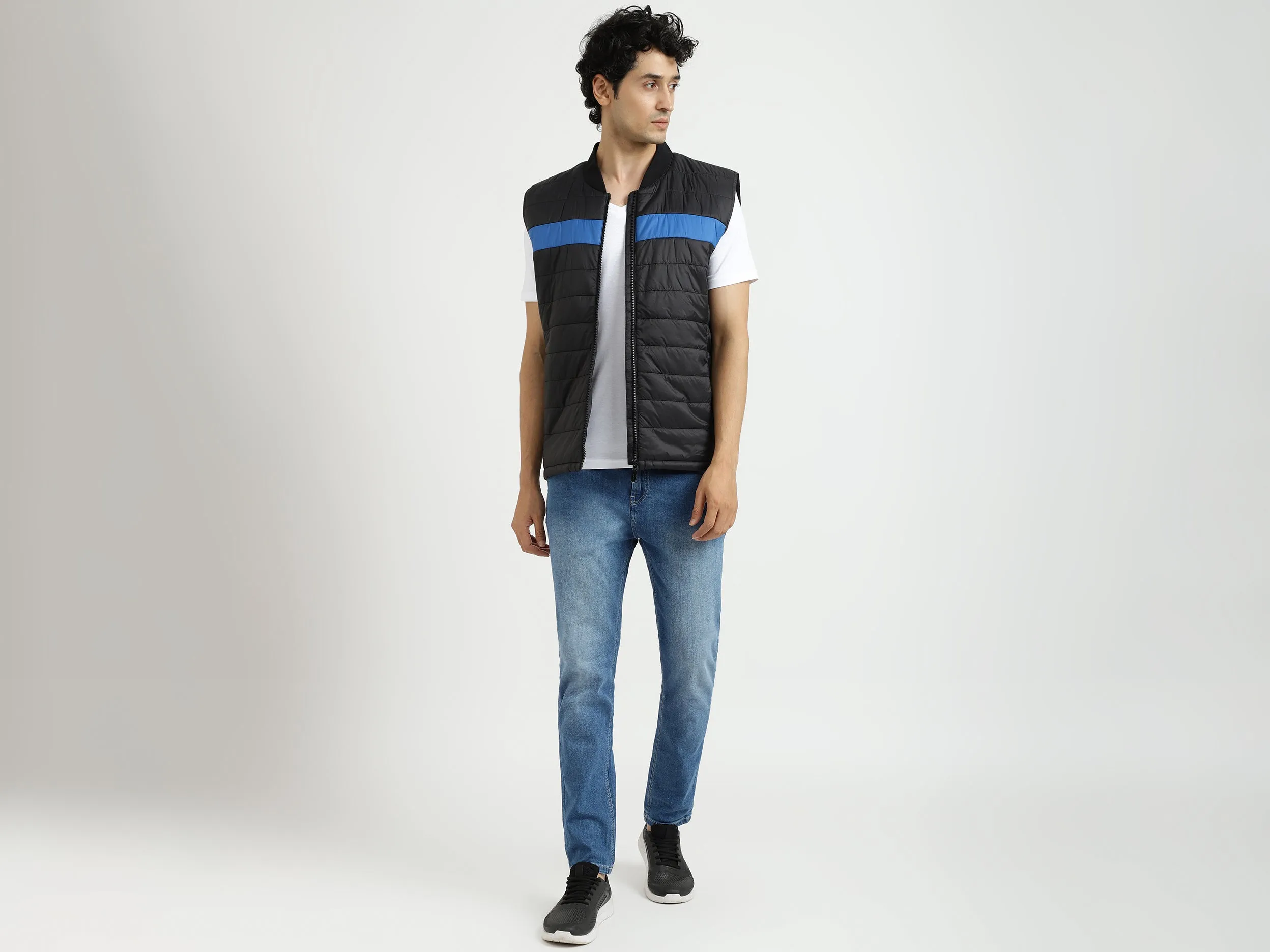 Men Quilted Stand-up Collar Jacket