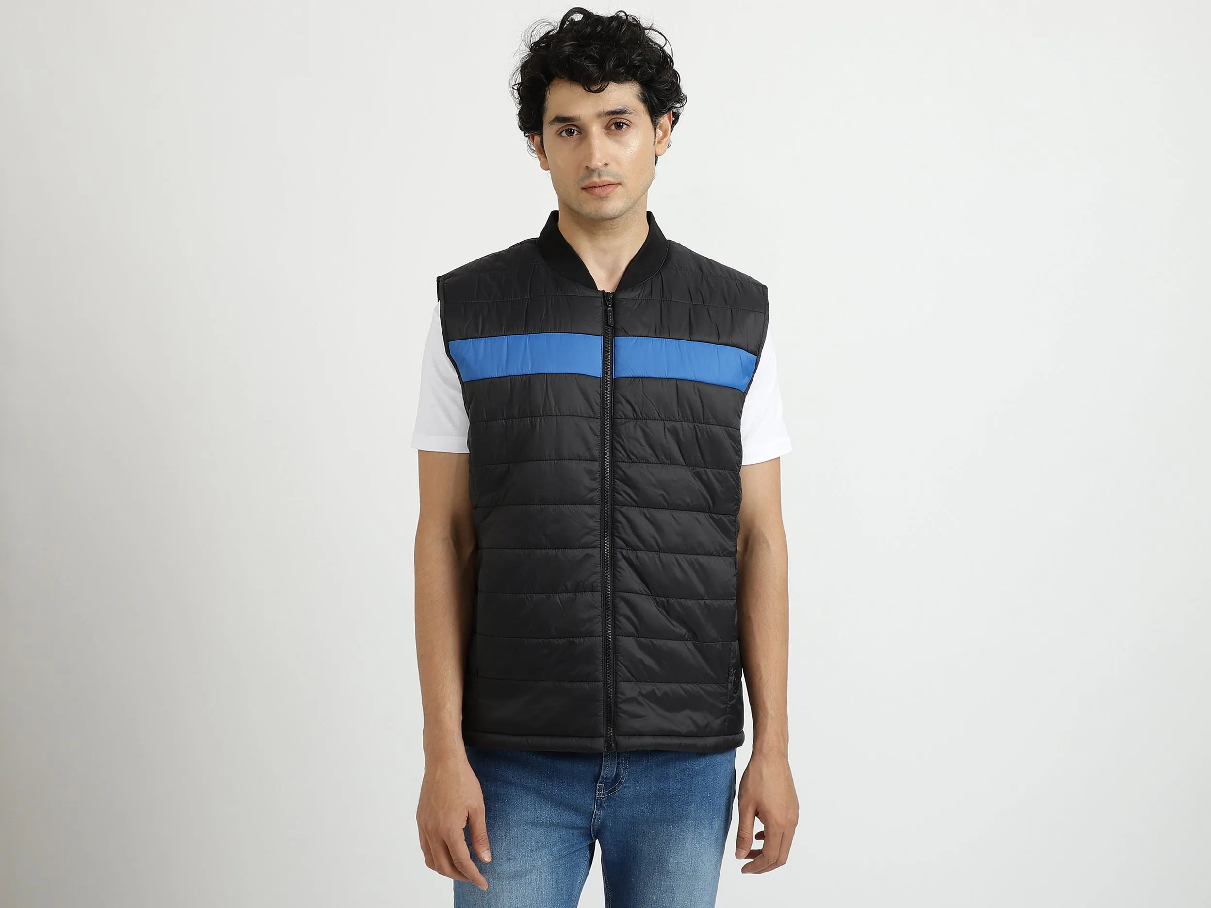 Men Quilted Stand-up Collar Jacket