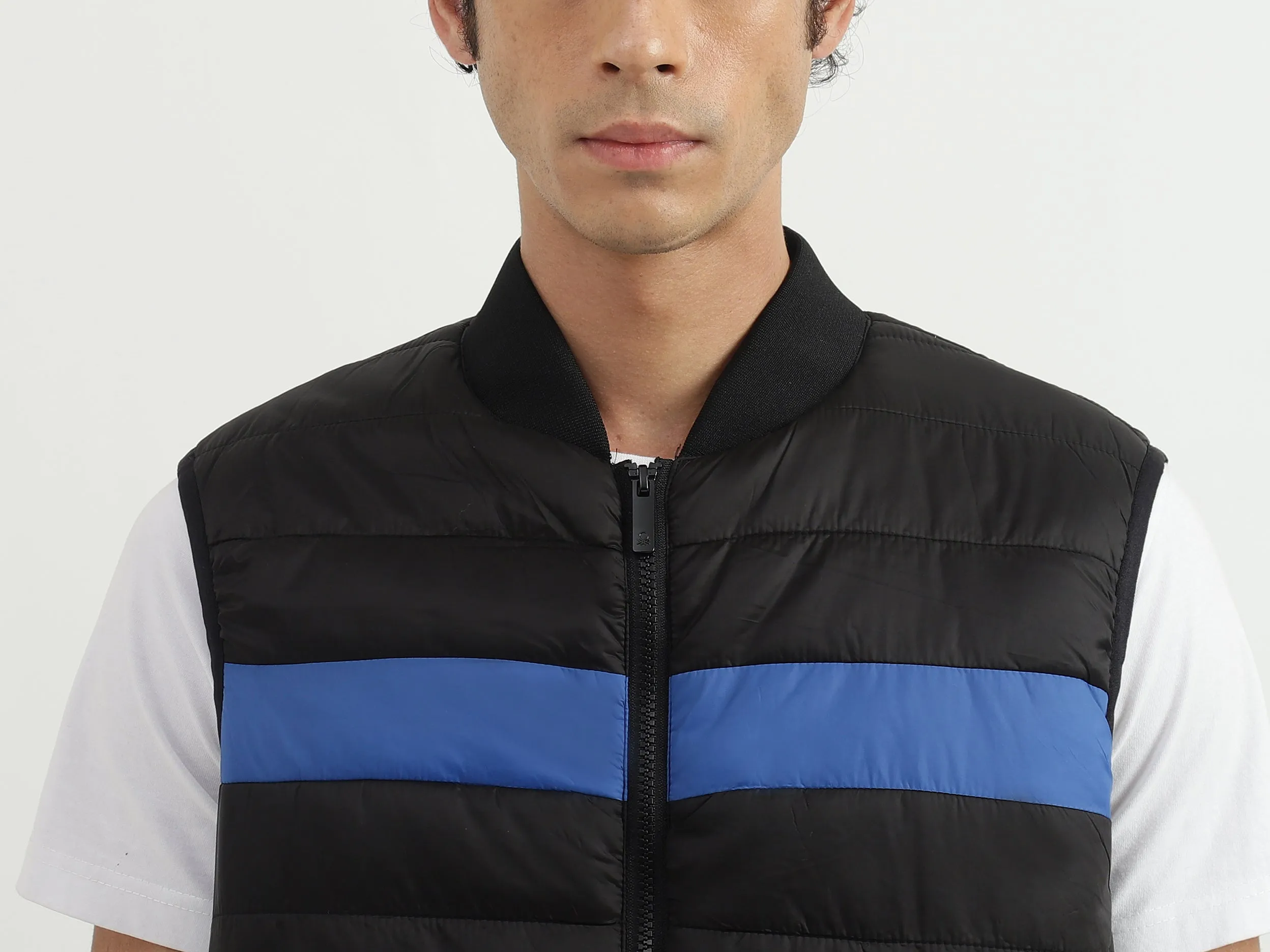 Men Quilted Stand-up Collar Jacket