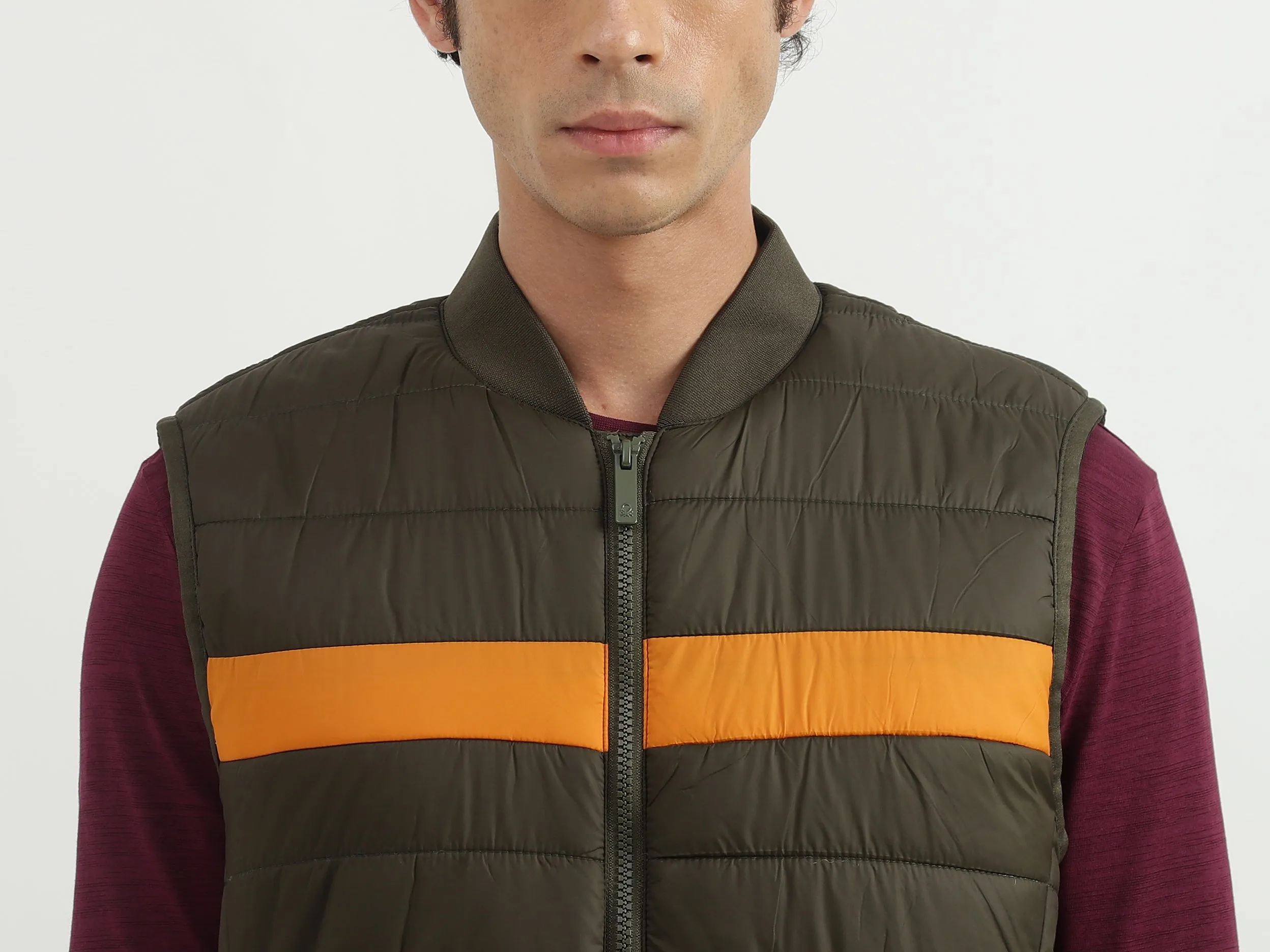 Men Quilted Stand-up Collar Jacket