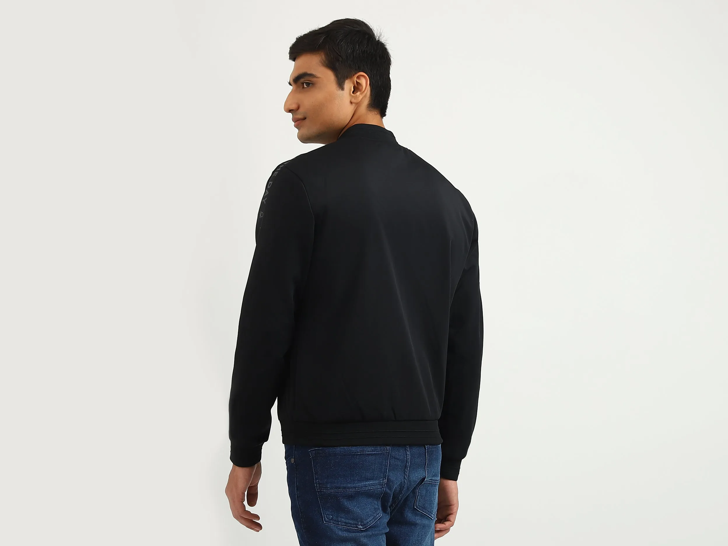 Men Solid Stand-up Collar Jacket