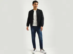 Men Solid Stand-up Collar Jacket