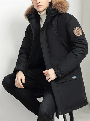 Men's Plus Size Hooded Fur Collar Loose Long Downcoat