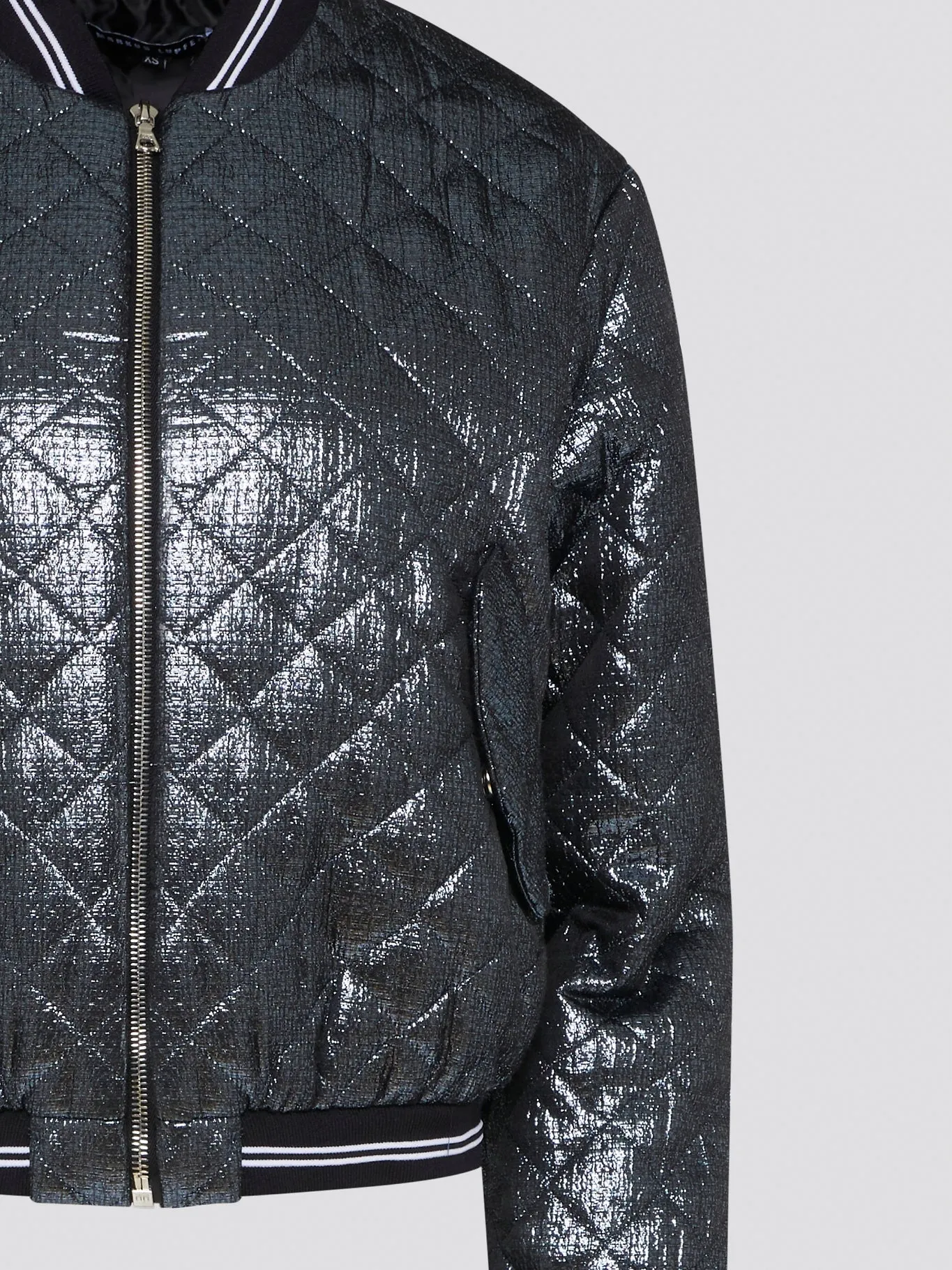 Metallic Quilted Bomber Jacket