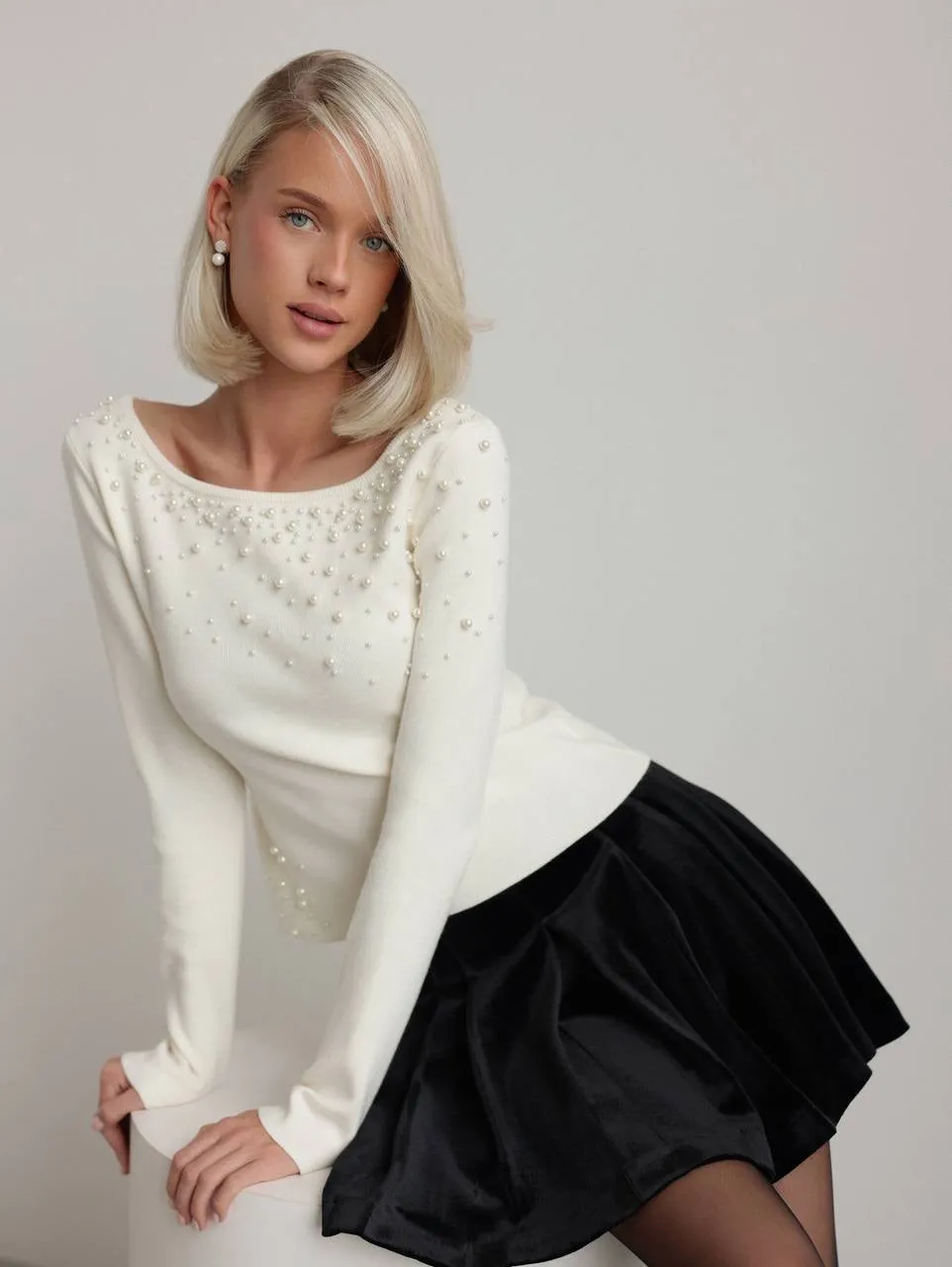 Mini Black Velvet Skirt