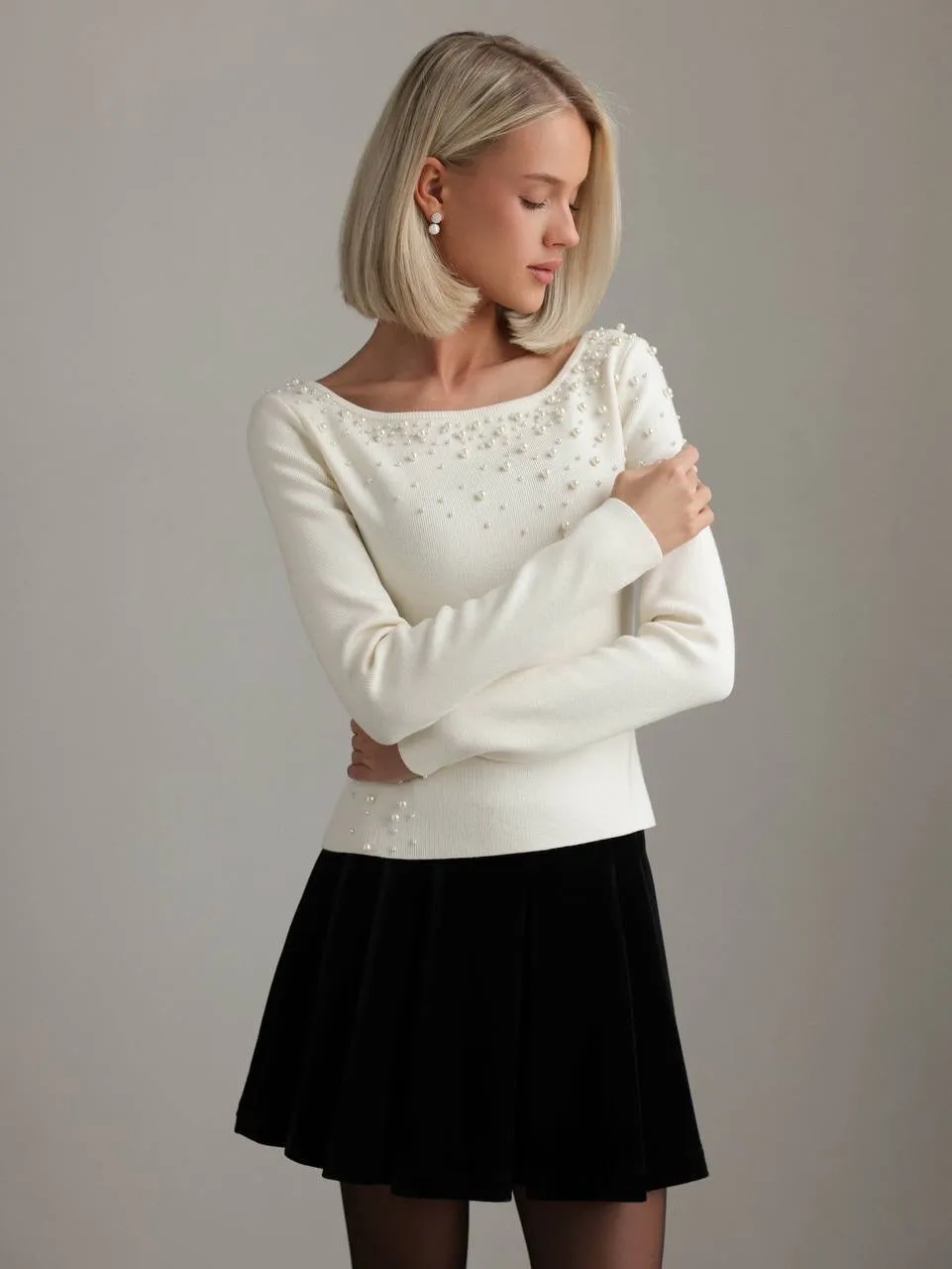 Mini Black Velvet Skirt