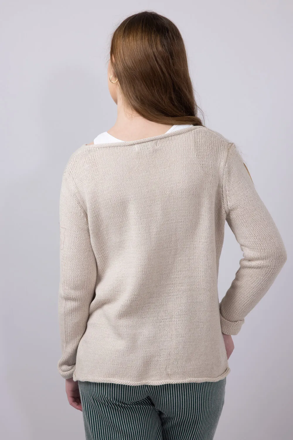 Miracle Lake Life Lightweight Sweater for Women in Khaki/Ivory | F139-KHAKIIVORY