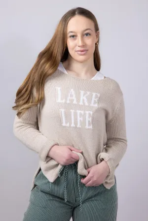Miracle Lake Life Lightweight Sweater for Women in Khaki/Ivory | F139-KHAKIIVORY