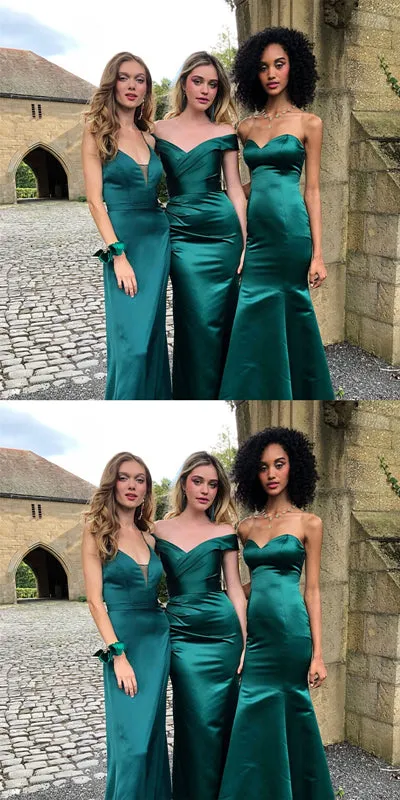 Mismatched Green Mermaid Sleeveless Cheap Long Bridesmaid Dresses Online,WG1248