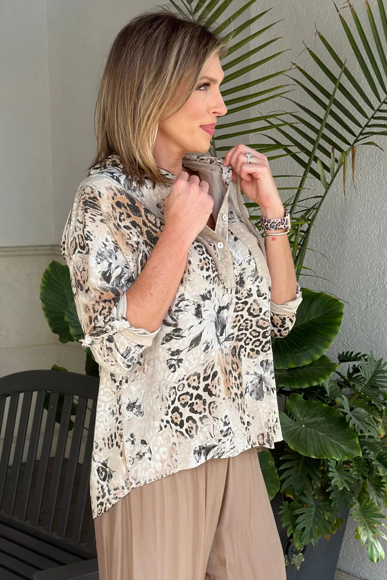 Misty Printed Hoodie Blouse