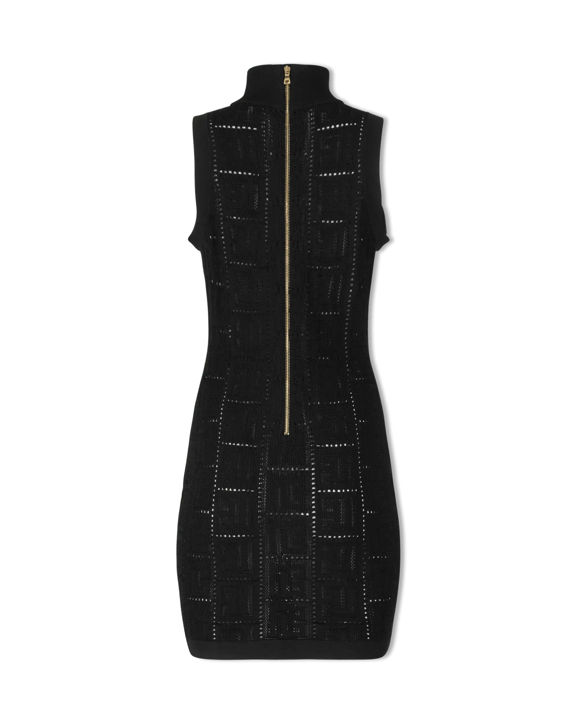 Monogram Mesh Sleeveless Knit Mini Dress