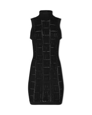Monogram Mesh Sleeveless Knit Mini Dress