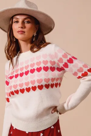 Multi Colored Heart Strip Sweater Top
