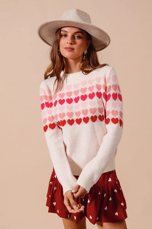 Multi Colored Heart Strip Sweater Top