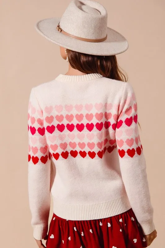 Multi Colored Heart Strip Sweater Top