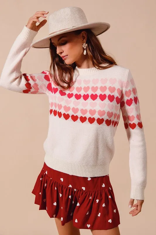 Multi Colored Heart Strip Sweater Top