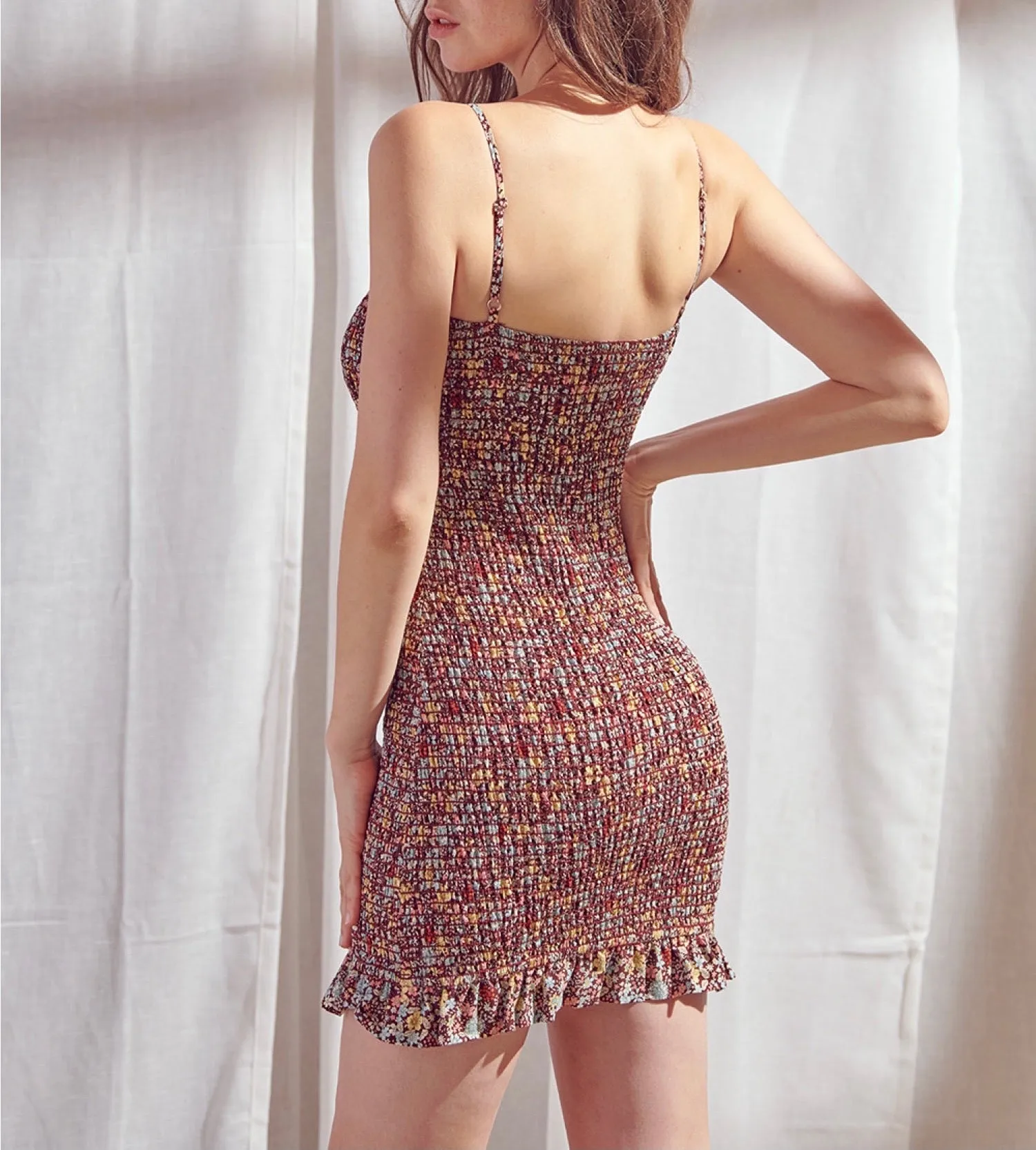 Multi Mini Floral Smock Mini Dress