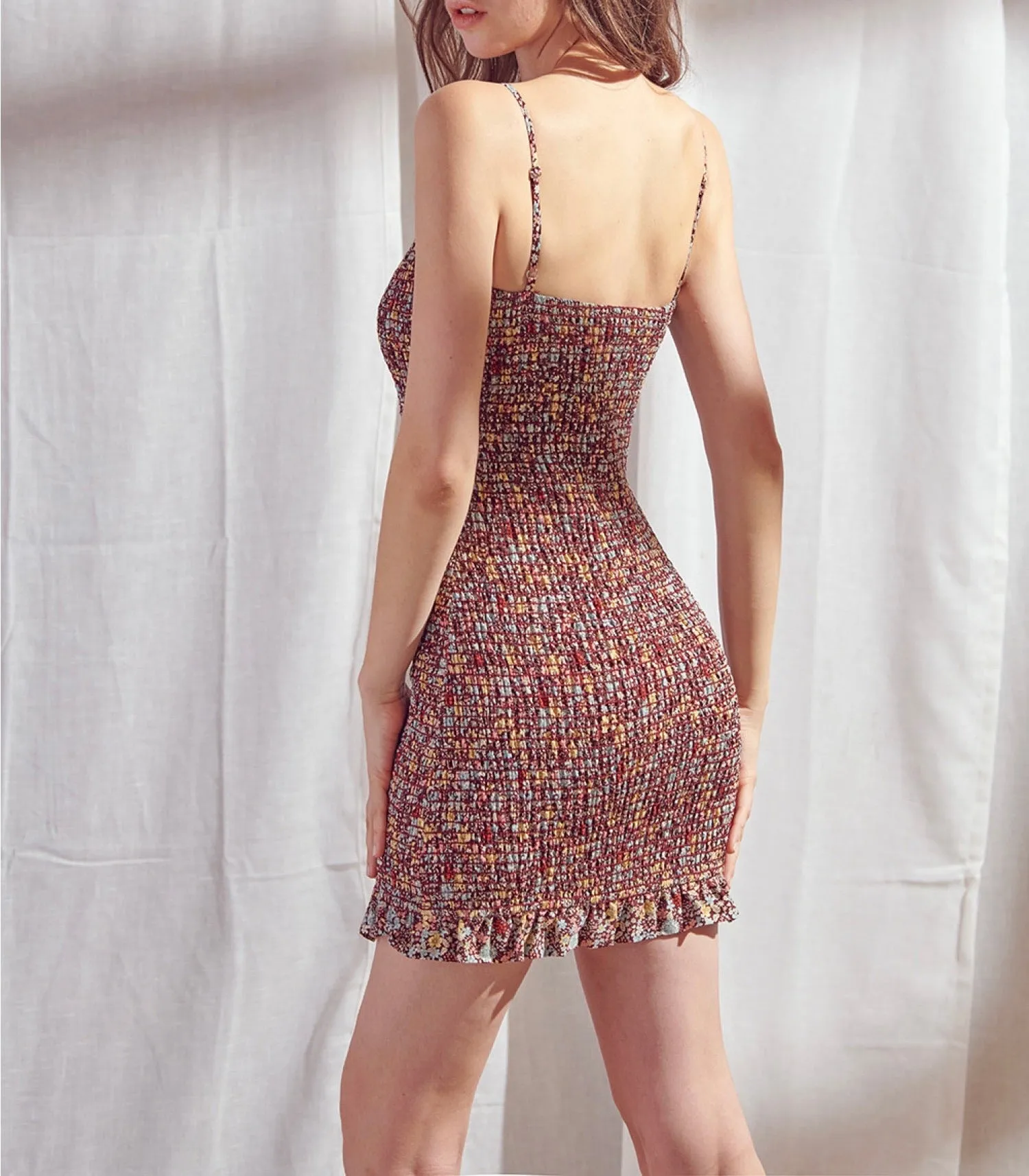 Multi Mini Floral Smock Mini Dress