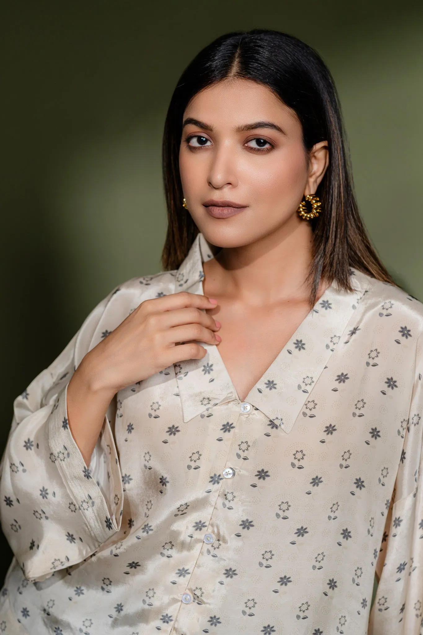 Natural Crepe Printed Shirt