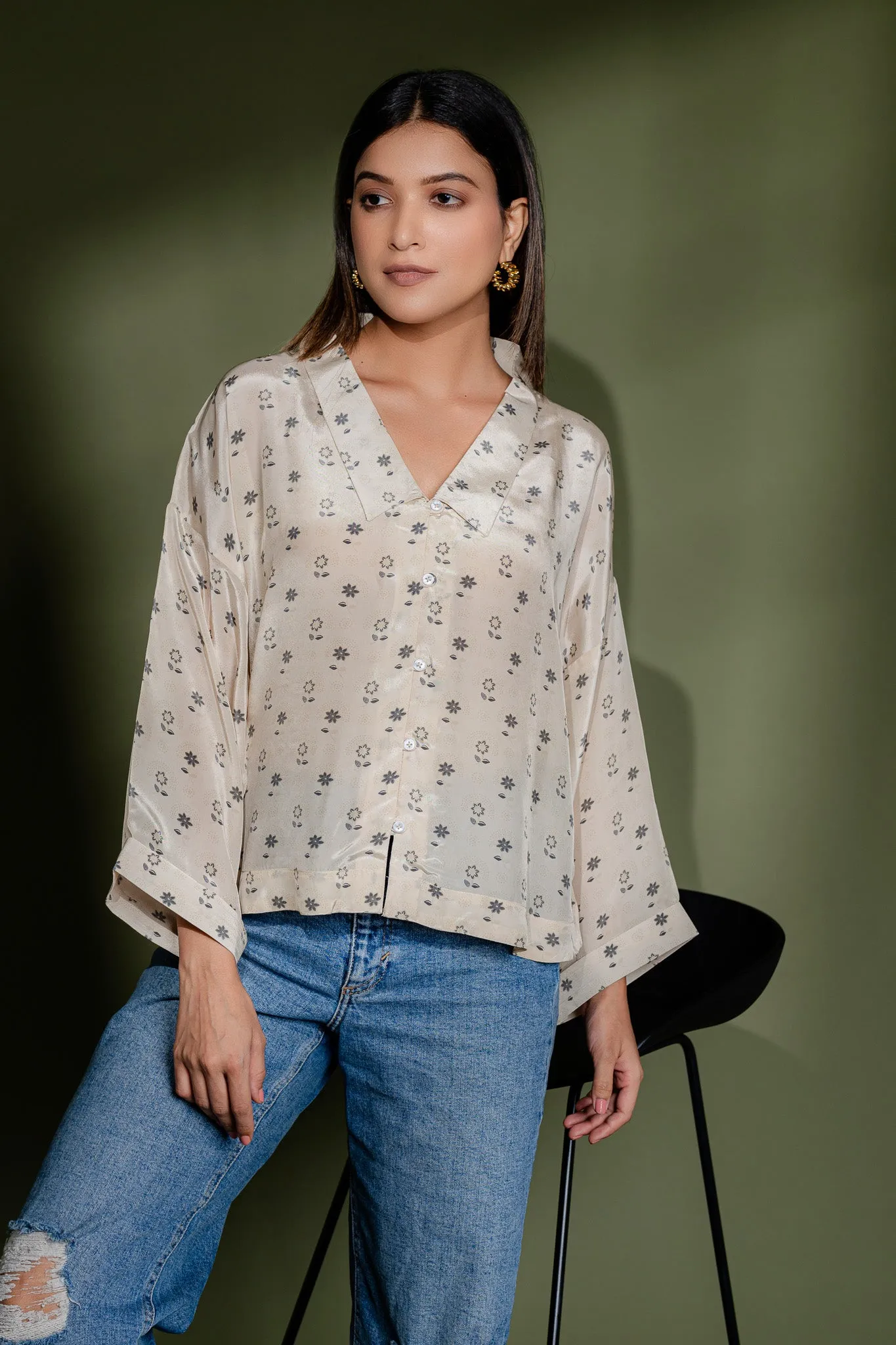 Natural Crepe Printed Shirt