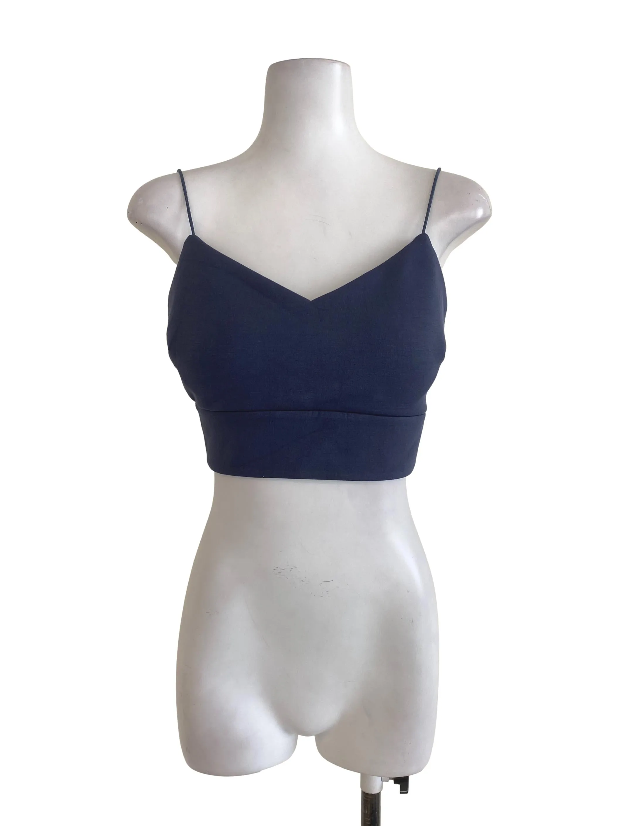 Navy Blue Sleeveless Crop Top