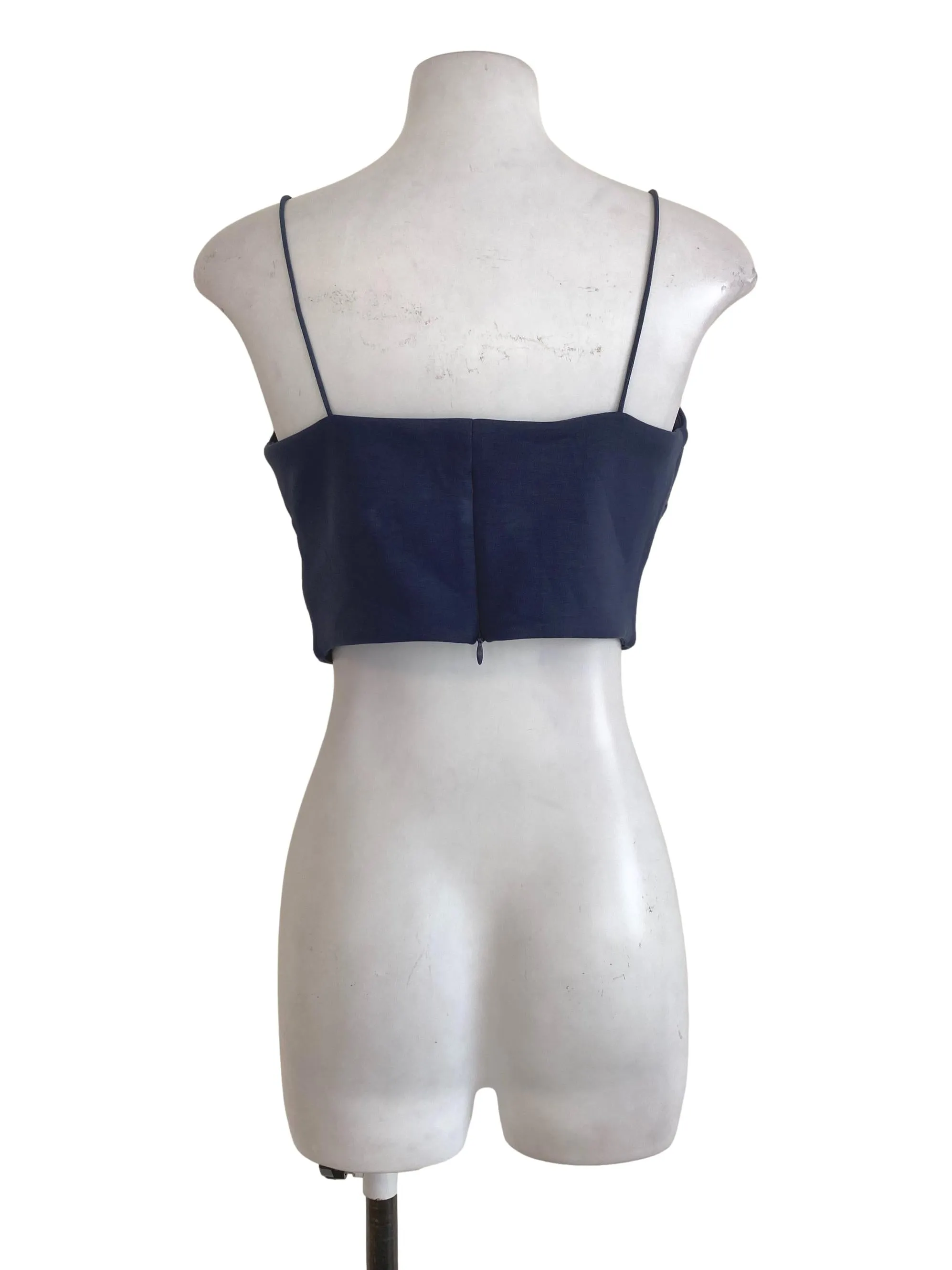 Navy Blue Sleeveless Crop Top