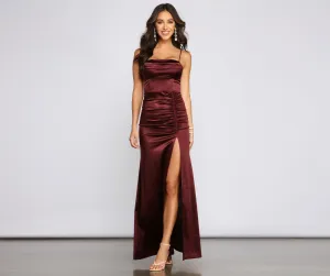 Nemi Formal High Charming Slit Ruched Dress