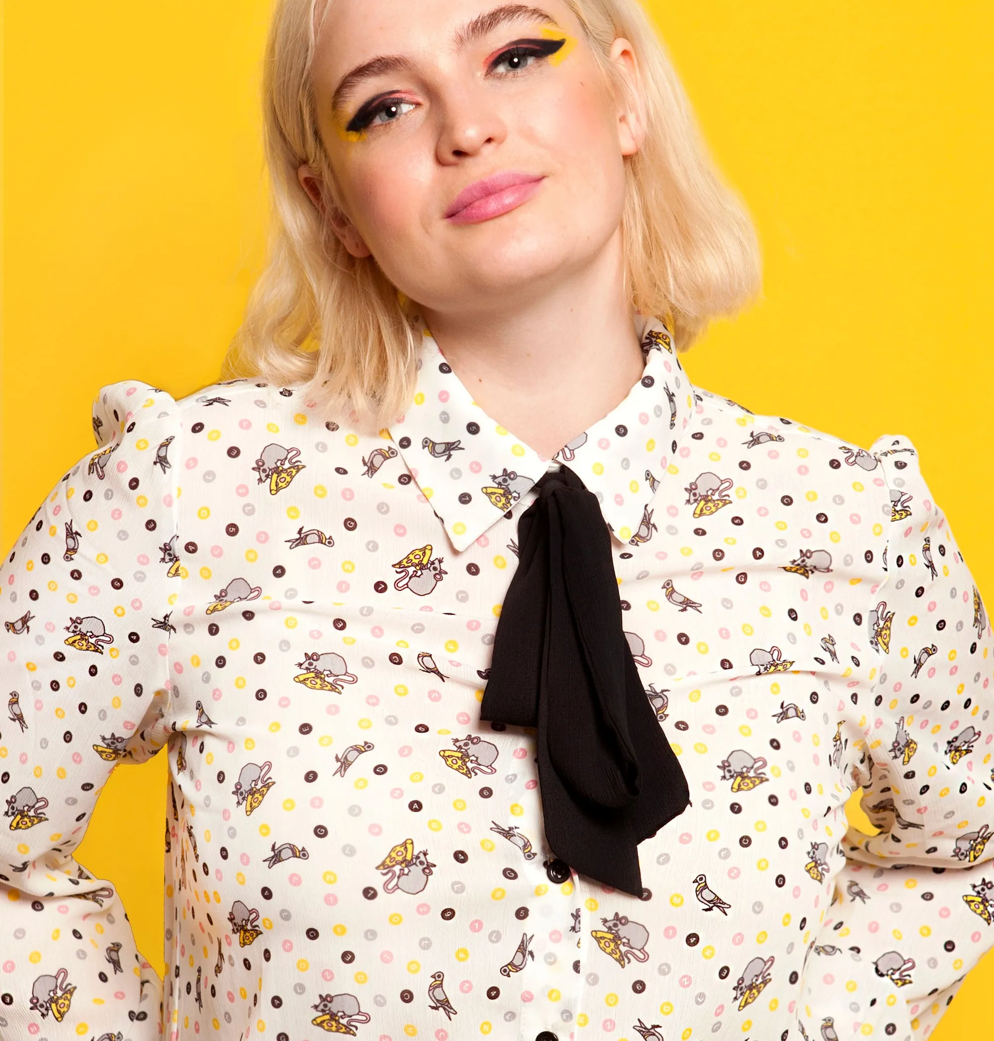 NYC Printed Bow Blouse