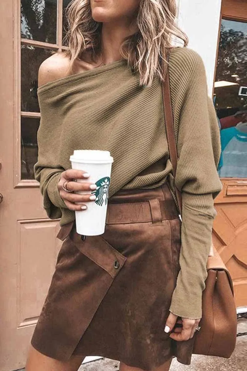 Off-Shoulder Solid Sweater
