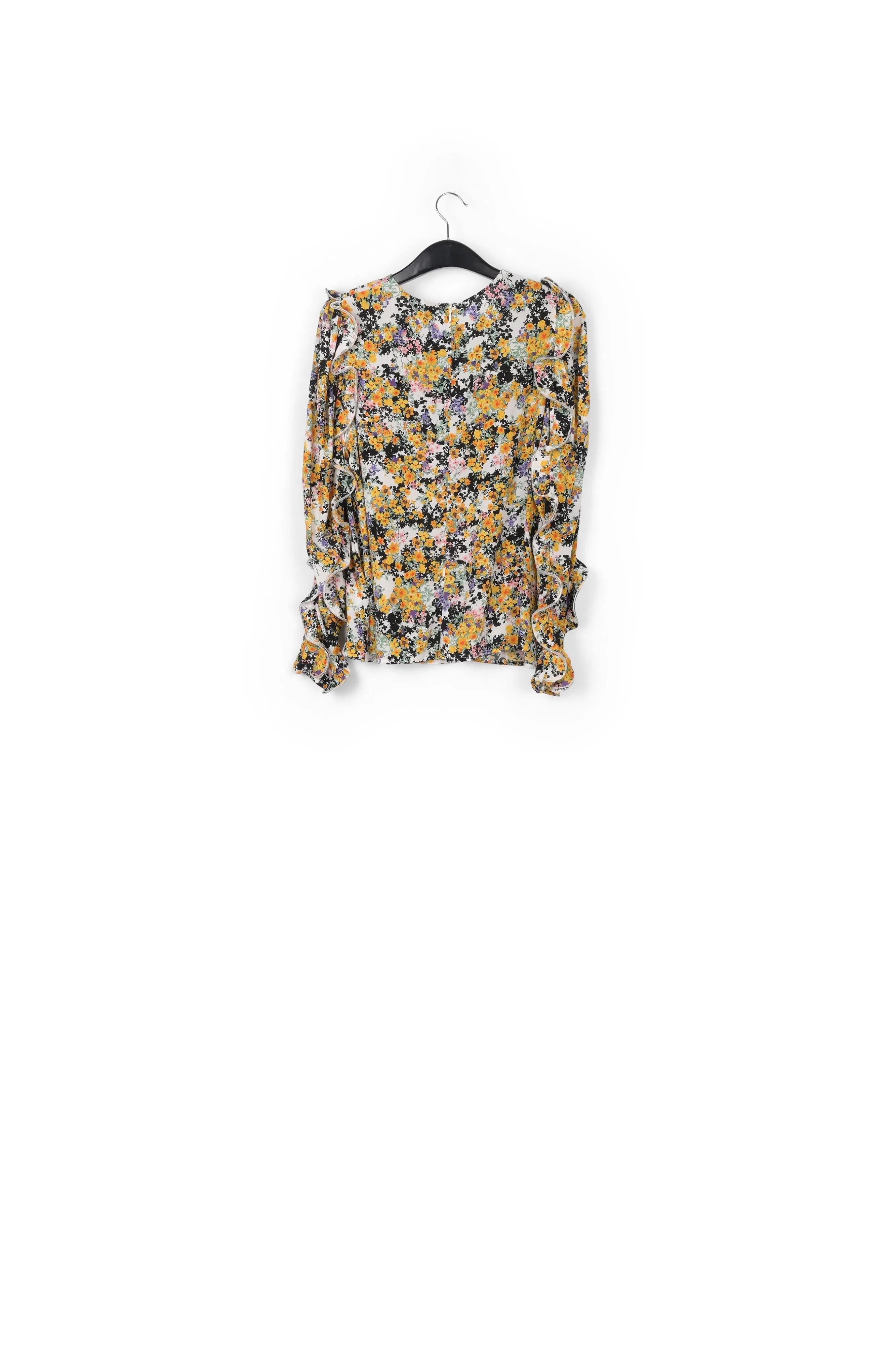 Off-white ruffled floral-print top