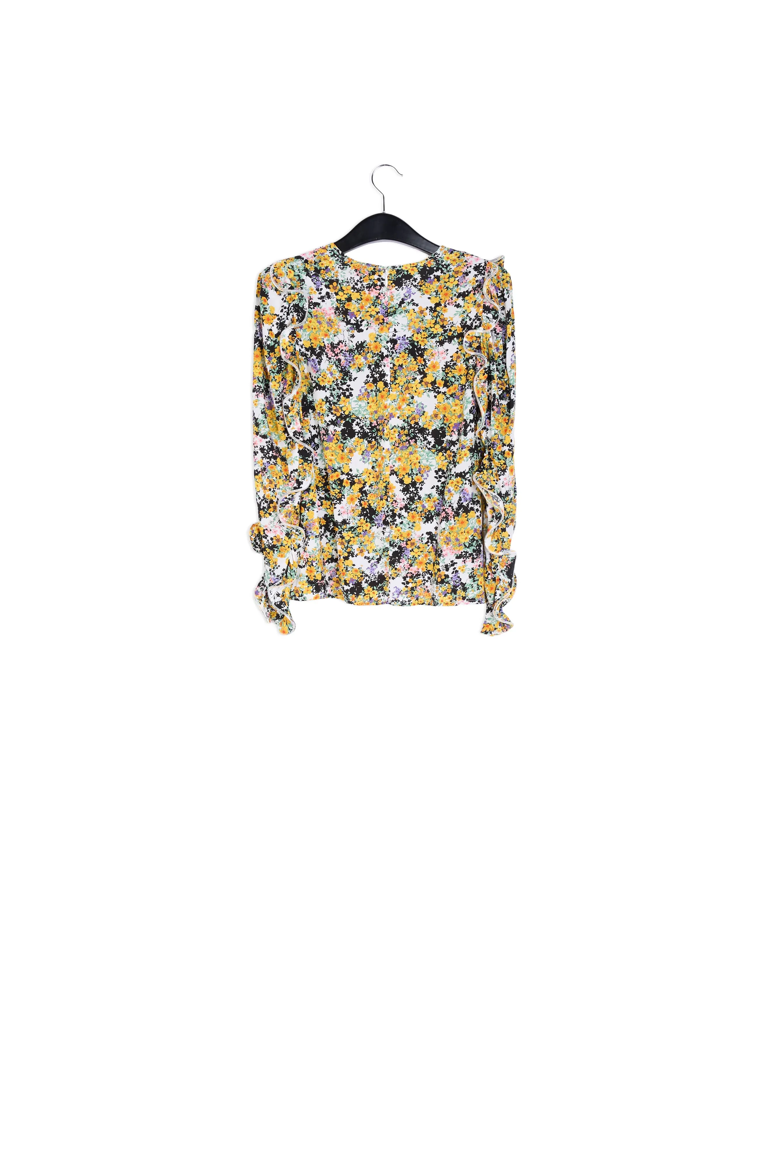 Off-white ruffled floral-print top
